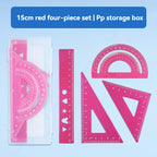 4 In 1 Aluminum Alloy Ruler Stationery Set Aluminum Alloy Multifunctional Combination Ruler for Drawing Ruler Set