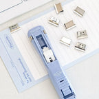 Smile Design Push Paper Clip New Plastics Mini Binder File Stapler Reusable Pusher Set School
