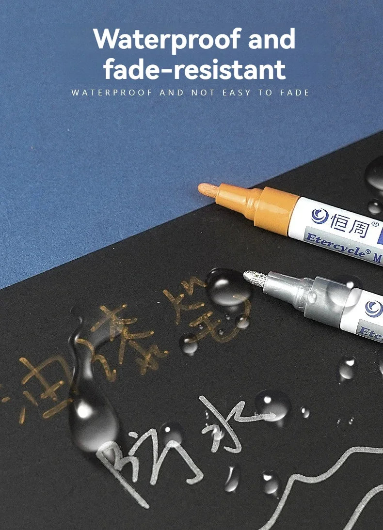 1/3/6/12 Colors Permanent Paint Marker White/Gold/silver Markers for Car Tire Tread Rubber Fabric Paint Metal Paint Marker Pens