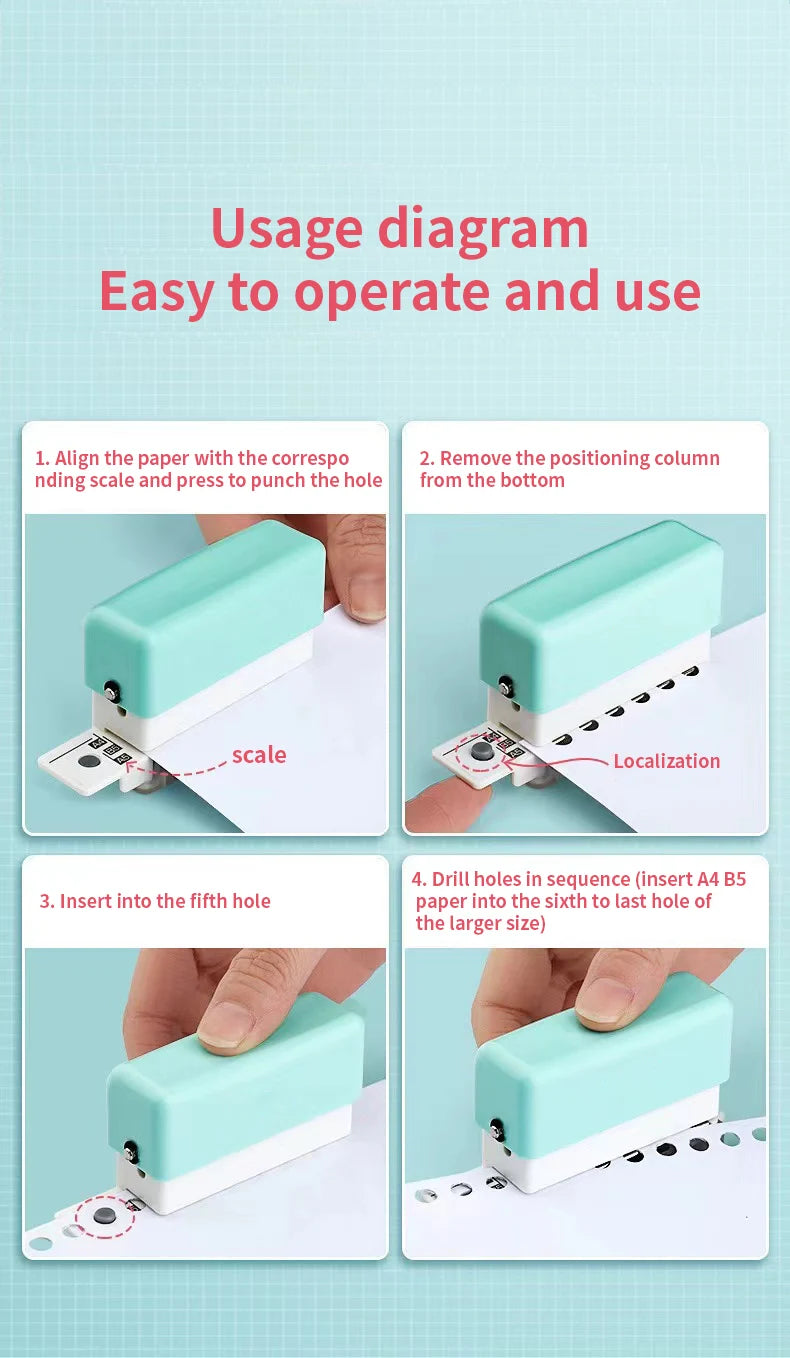 New 6 Holes Hole Puncher A4 A5 B5 Loose Leaf Paper Hole Punch Standard Hole Punch DIY Office Binding Tool Office School Supplies