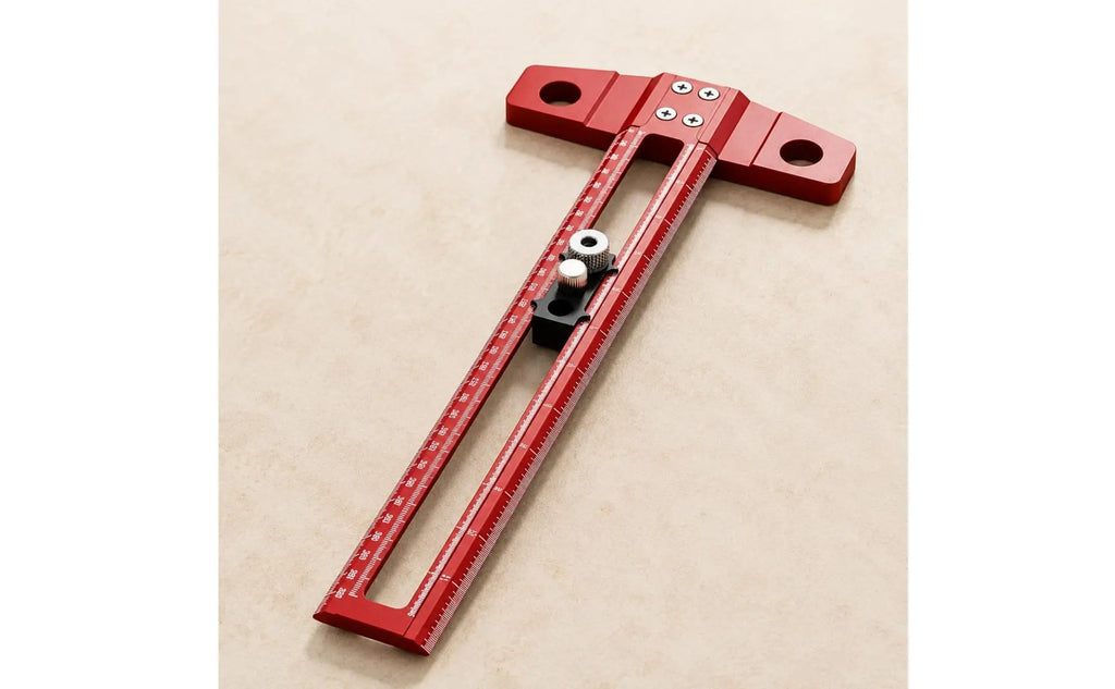 T-Square Ruler Aluminum Alloy Carpenter T Ruler Woodworking Marking Gauge Drill Hole Guide Hand Tool for Carpenters