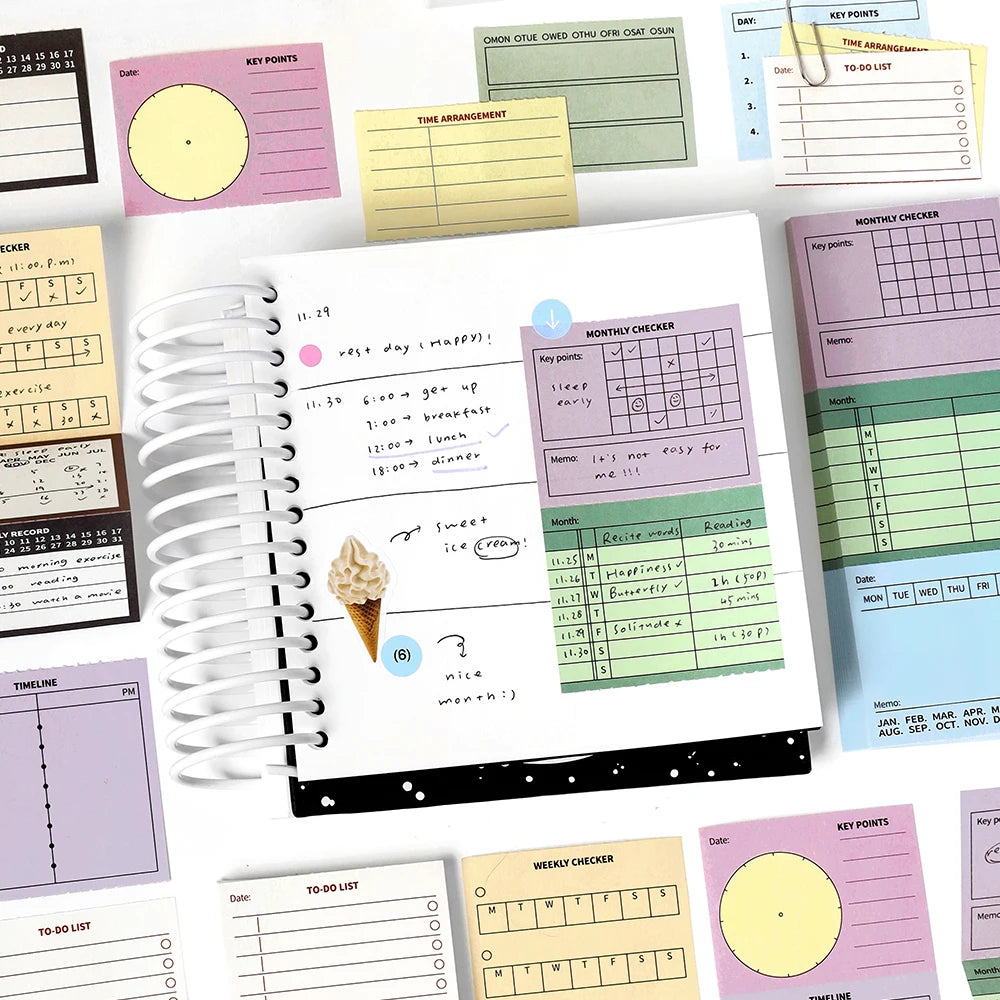 80 Sheets Cartoon Brief Scrapbooking Memo Pad Simple INS Message Paper Student List Notes School Stationery Journaling supplies