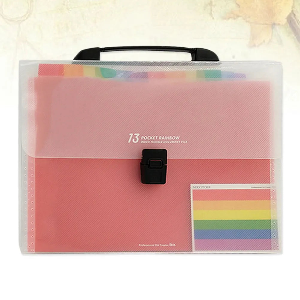 13 Pockets Expanding Folder Handle Colorful Waterproof Plastic Accordion File Document Organizer Expanding File