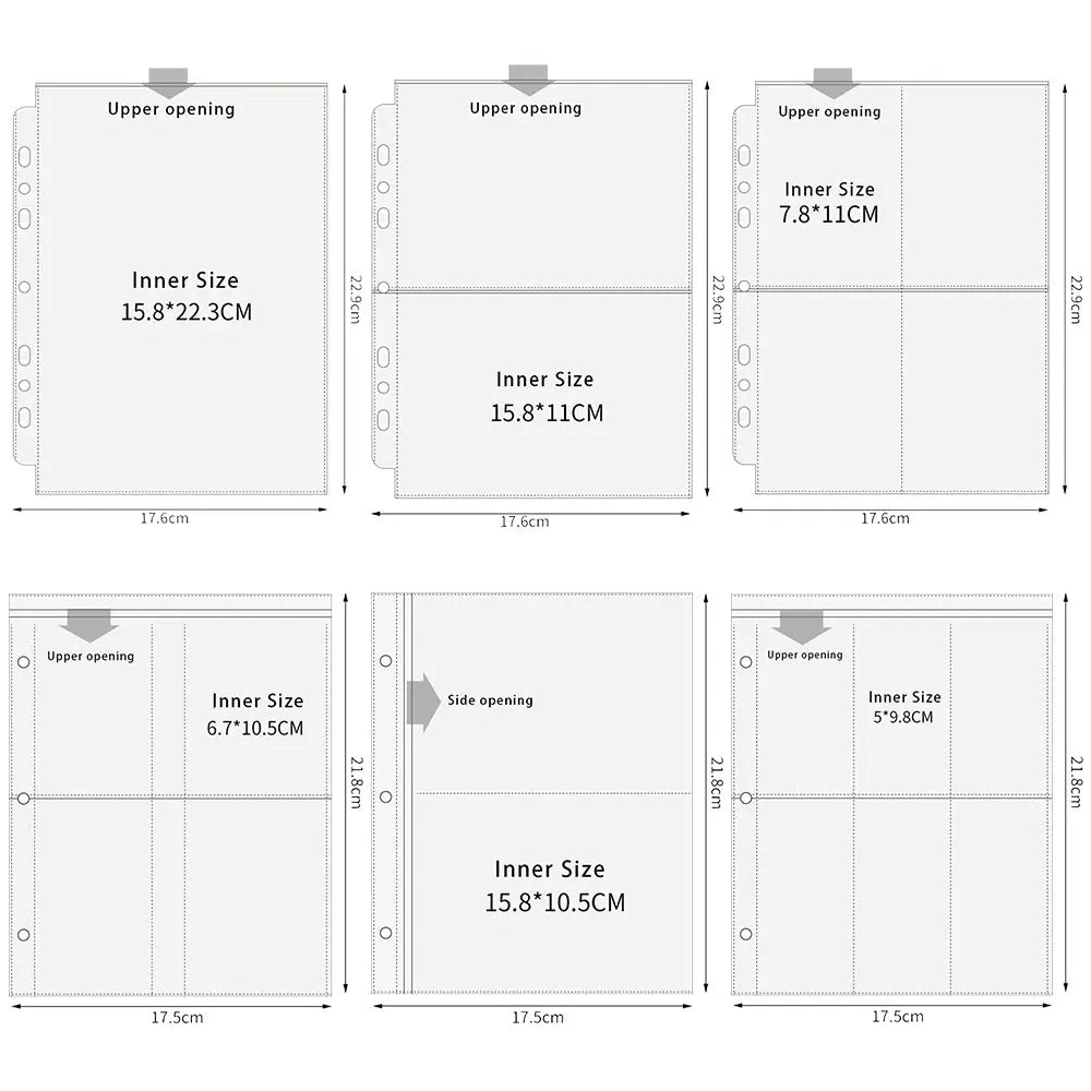 A5 3/7 Ring Binder Transparent Photo Album PP Inner Page Sleeves 1/2/4/6-Grid DIY Photocard Collect Book For 3 4 5 6 7 Inch Card