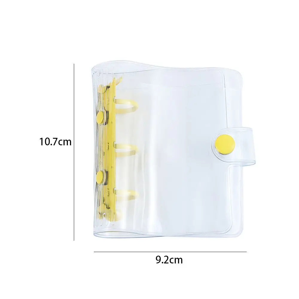 Portable Mini Handbook Glitter Notebook Pages Transparent Binder Notebook Cover Card Organizer 3 Hole Binder Clip Photo album