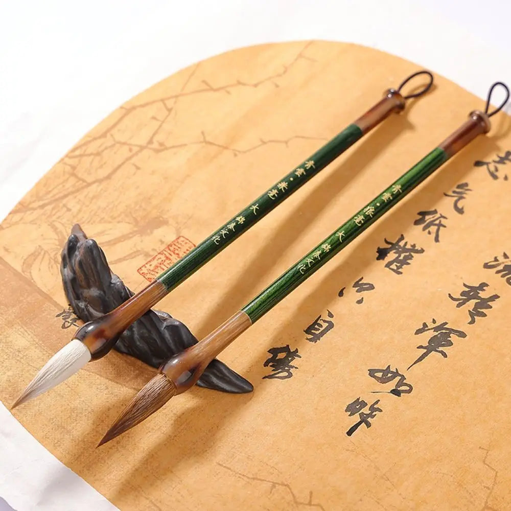 Traditional Chinese Calligraphy Brush Oil Painting Wolf Hair Scriptures Writing Brush Oil Watercolor Wood Art Paint Brush