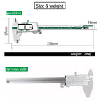 ET50 150mm Digital Caliper Stainless Steel Fraction / MM / Inch 0.01mm High Precision for Mechanical Components Measure