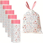 100-Count Drawstring Trash Bags – 19.7x17.7in Thick Unscented Liners for Kitchen, Bathroom & Office, Cute Printed Design
