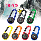 Outdoor Compass Carabiner Mini Camping Keychain Mountaineering Hiking Backpack Buckle with Compass Survival Children Gifts