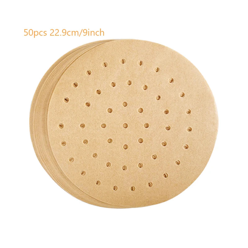 50pcs Air Fryer Parchment  Disposable Steamer Liners Kitchen Cookers Oil-proof Paper Barbecue Fryer Baking Accessories      0151