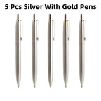 5Pcs/Set Metal Ballpoint Pen Promotional Pens G2 Refill Blue Ink Automatic Ballpoint Pens Set For School stationery office Pen