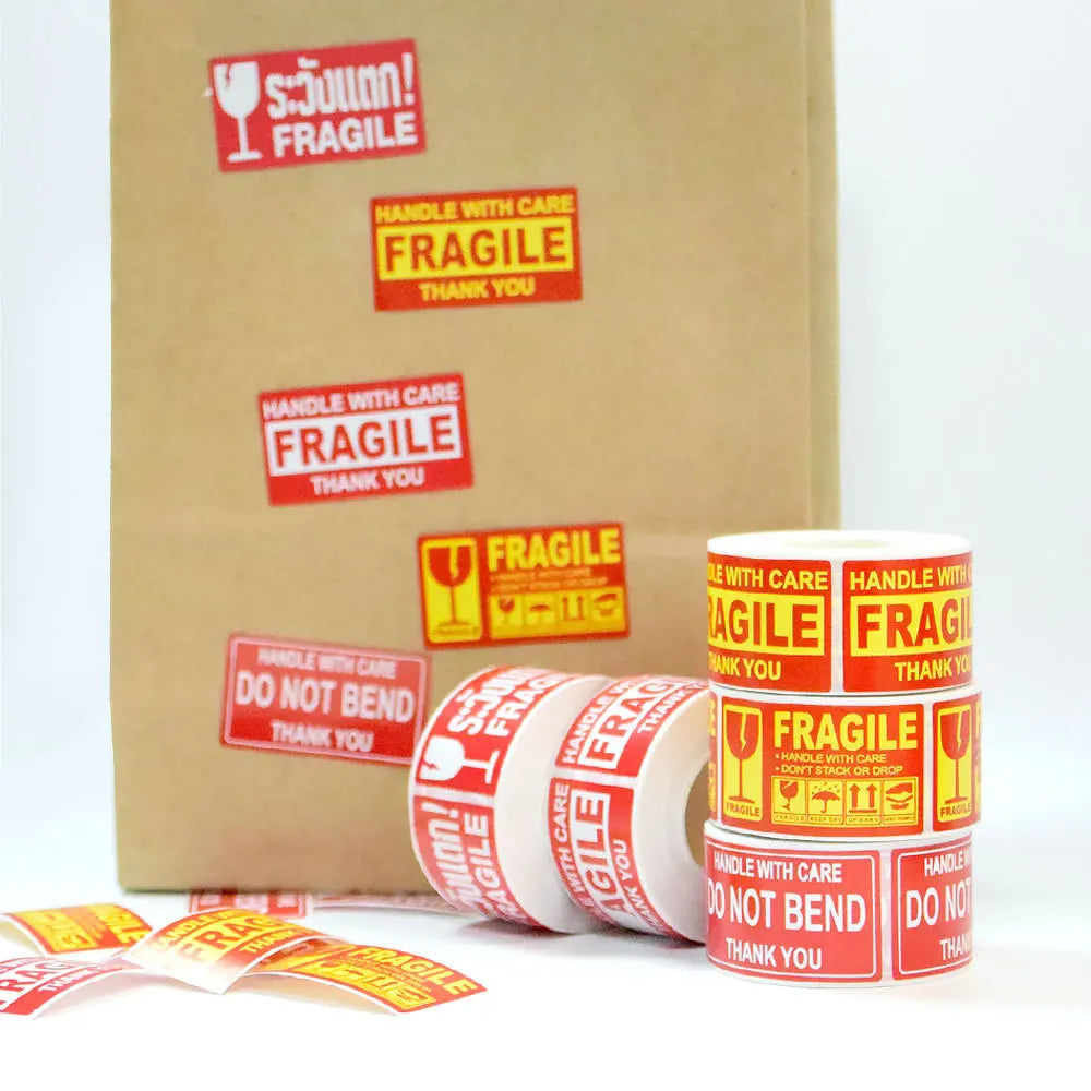 250pcs Fragile Stickers Roll Fragile or Bend Handle with Care 2.5cm*4.5cm Shipping Label Packaging Remind Label Thank You Sticke