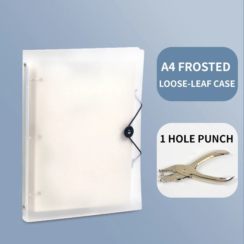 3Pcs Frosted Transparent A4 Loose Leaf Binder 3 Hole Punchless Snap Button File Folder Office School Document Storage Organizer