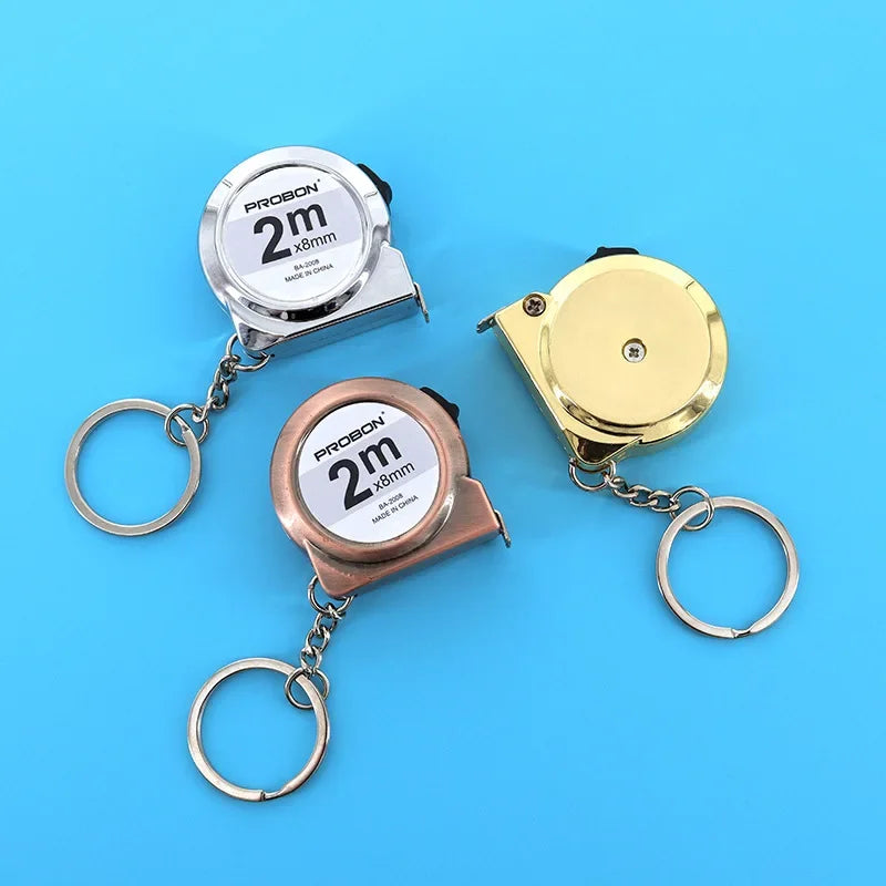 Mini Tape Measure 2m Retractable Portable Keychain Design Mild Steel Small Measuring Tool for DIY Crafting Sewing Household