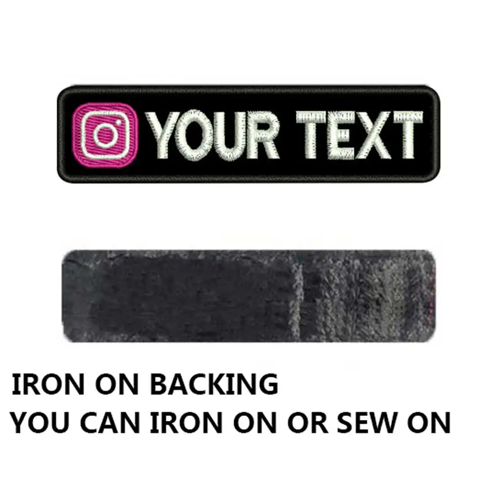 Custom Name Tags Number ID Badge Embroidered Patches with Instagram Logo Iron on Hook Loop Backing