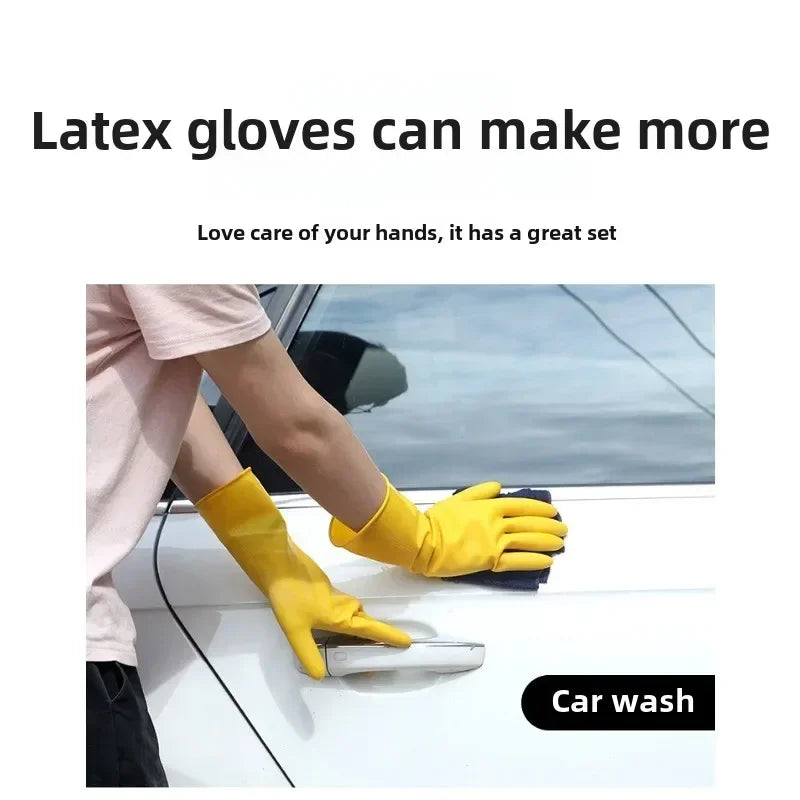 Natural Latex Gloves,Rubber,Household Kitchen Dishwashing And Laundry Car Wash,Thickened Acid And Alkali Resistant Latex Gloves