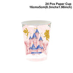Princess Pink Castle Theme Birthday Party Disposable Tableware Set Paper Plate Paper Napkin Happy Birthday Party Decor Kids Girl