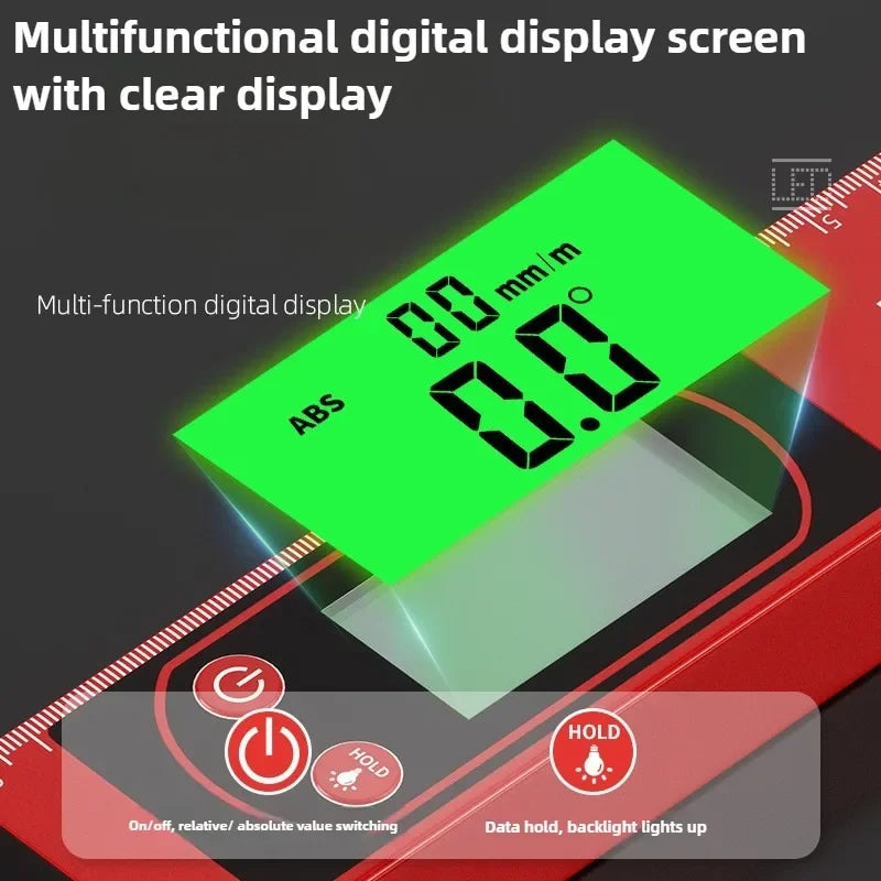 30/40/50cm Electronic Digital Display Level Ruler Magnetic Angle Meter Aluminum Alloy Level Protractor Inclinometer 90 Degree
