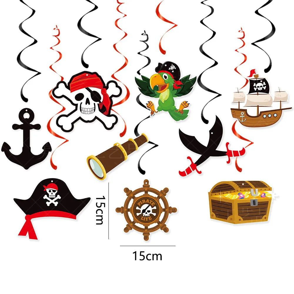 Pirate Party Paper Plate Cup Napkin Party Tableware Pirate Party Decor Pirate Ship Bone Dinnerware Supplies for Adult Kids Decor