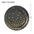 Black Gold Birthday Party Decorations Tableware Paper Plates Cups Napkin Tablecloth for Adult Kids Happy Birthday Party Supplies