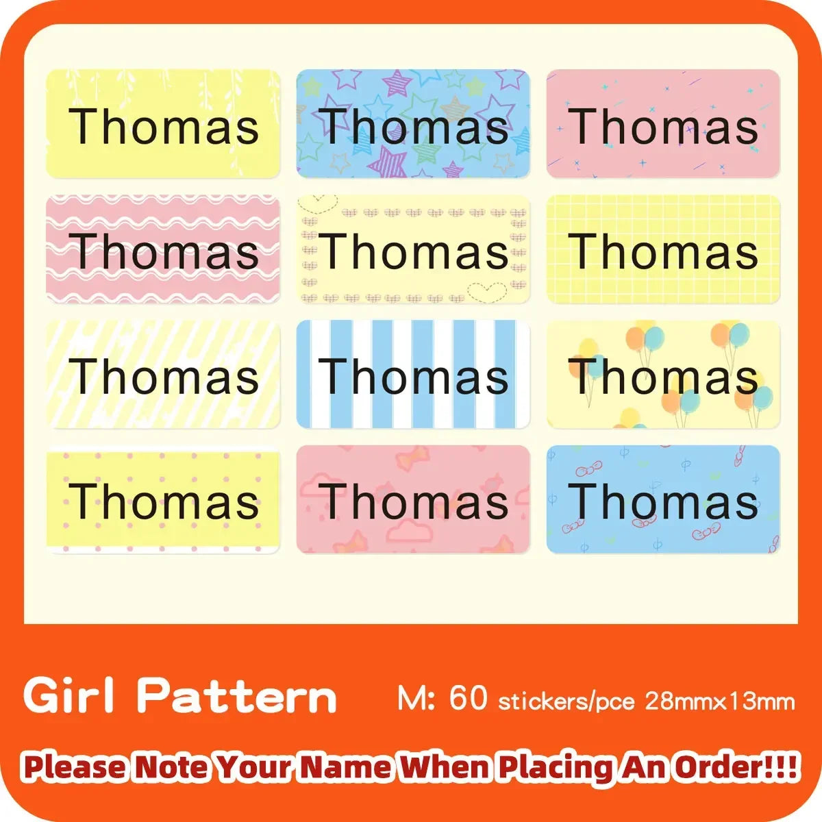 Multi Size Name Sticker Personlized First Name Waterproof Tag Custom Labels for Children Personal Scrapbook Kids School Label