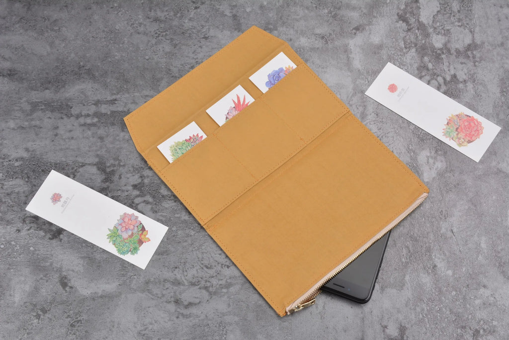 Canvas Zipper Card Holder for Travel Notebook, Canvas Storage Bag File Folder Refill Insert for Standard Journals Stationery