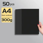 A4/A5 Black Cardboard Sheets Paper Art Painting Supplies Double-Sided for Graffiti Drawing Diy Handmade Cardstock 180/230/300g