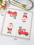 Christmas Party Napkins Disposable Dinner Serviettes Santa Claus Christmas Tree Gifts Flower Element Style Art Decoupage Napkins