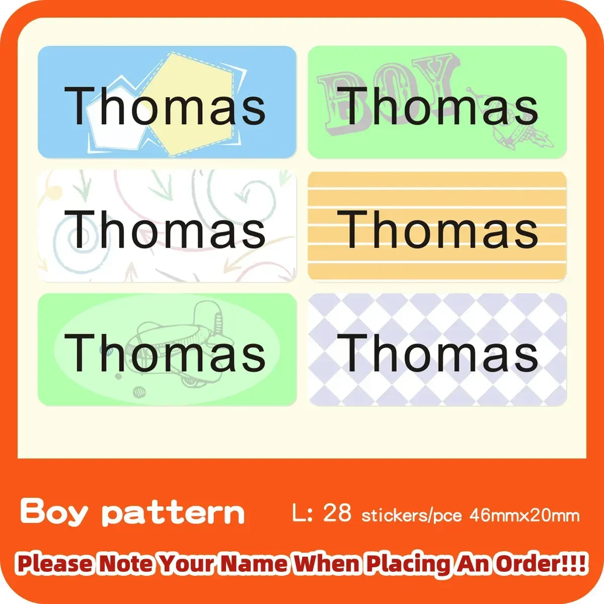 Multi Size Name Sticker Personlized First Name Waterproof Tag Custom Labels for Children Personal Scrapbook Kids School Label