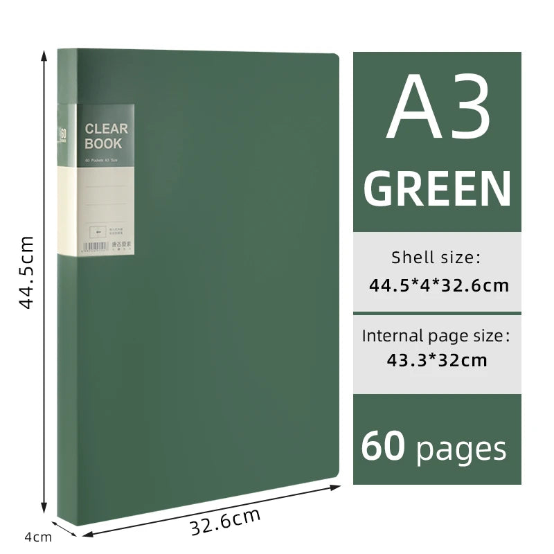 A3 Side-Loading Portfolio 8K Album for Children's Certificates, Artwork, Drawing Paper, and Poster Collection Folder