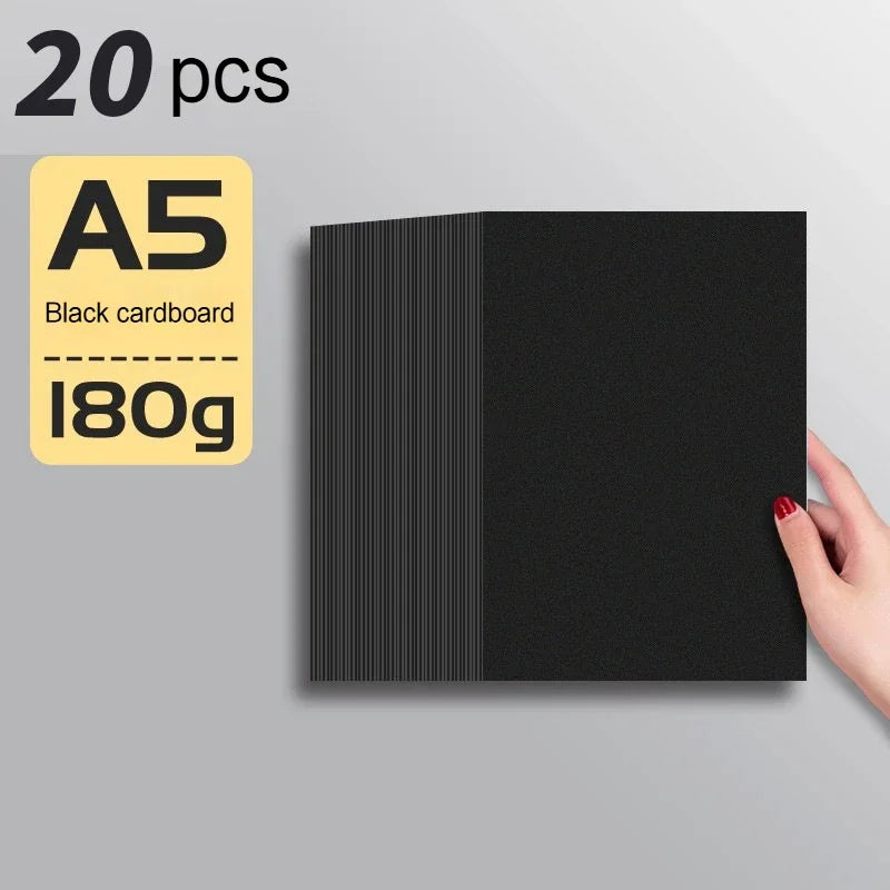 A4/A5 Black Cardboard Sheets Paper Art Painting Supplies Double-Sided for Graffiti Drawing Diy Handmade Cardstock 180/230/300g