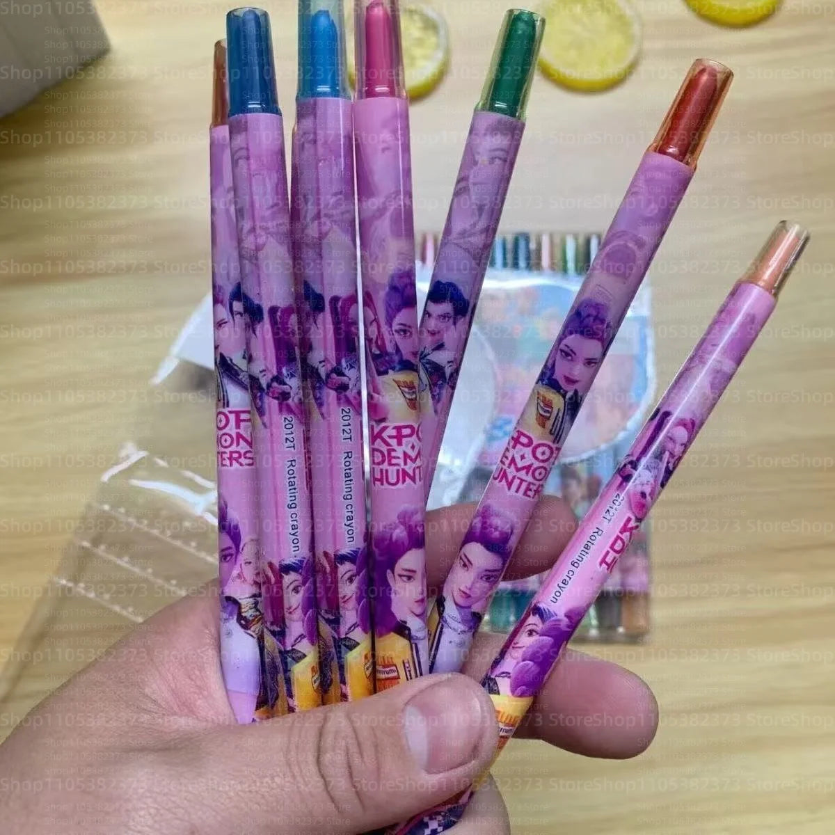 Popular rotating crayons girl group style 12 colors cute drawing tools for kids students daily coloring painting stationery