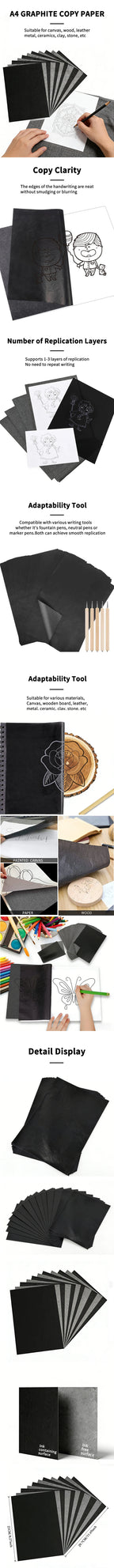 50Pcs A4 Black Graphite Copy Paper Carbon Paper Pattern Letters Erasable Tracing Paper Copy Paper Reusable Image For Office Use