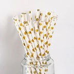 Disposable Paper Plates Gold Party Supplies, Golden Polka Dots Birthday and Baptism Decorations, include Plates and Cups, Napkin