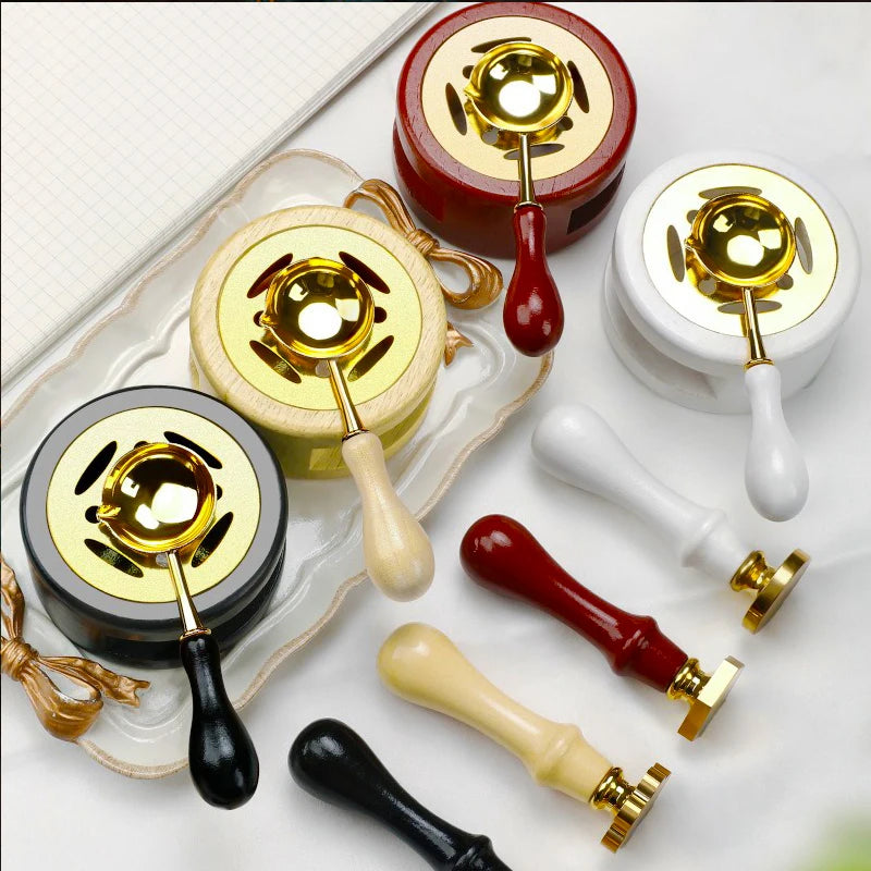 DIY Sealing Wax Spoon Bead Melting Heater Lacquer Furnace Solid Wood Stove Seal Supplies For Stamp Wax Stamp Craft Wedding Gifts