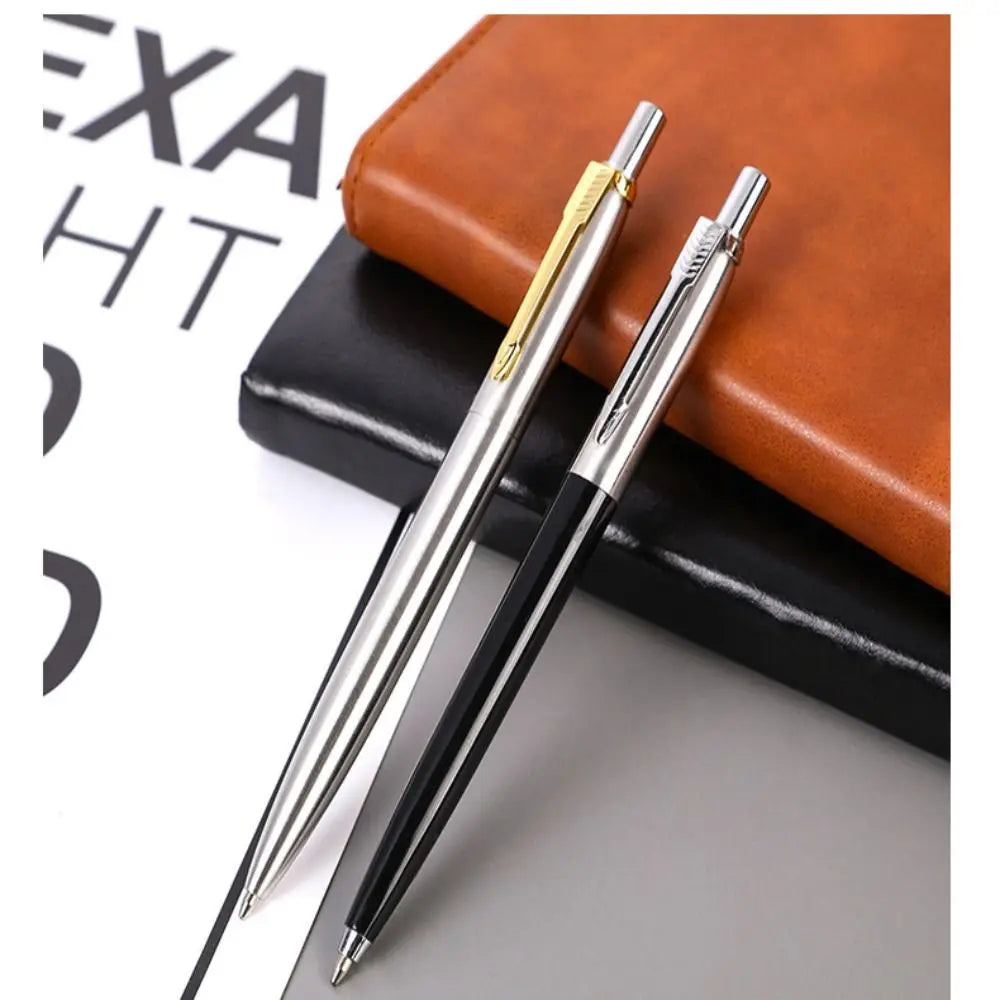 Metal Ballpoint Pen Press Tyle Business Fountain Pen with Blue/Black Ink Refill Students Gift Neutral Pen School Office Supplies