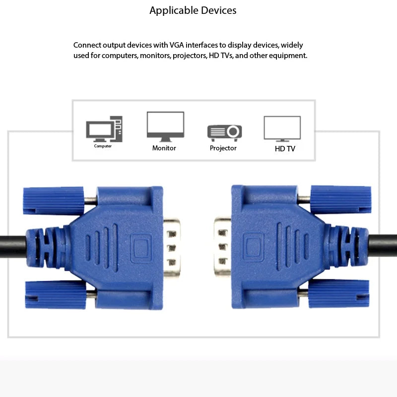 VGA 3 5 Cable Male To Male High Definition Computer Projector Monitor Video Data Cable With Magnetic Ring