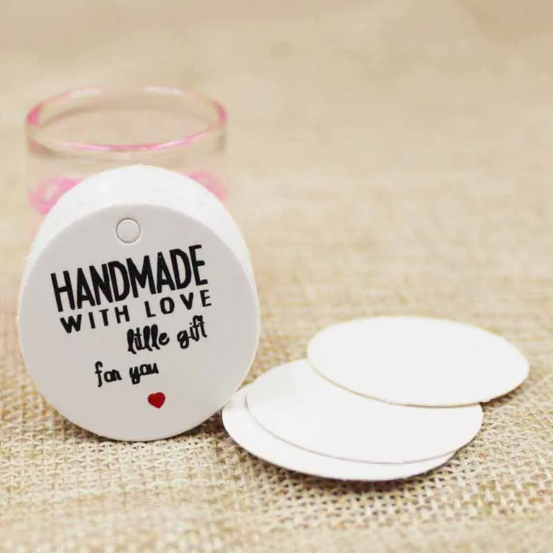 various paper gift hang tag 100pcs per lot thank you kraft gift packing tag handmade with love products price tag