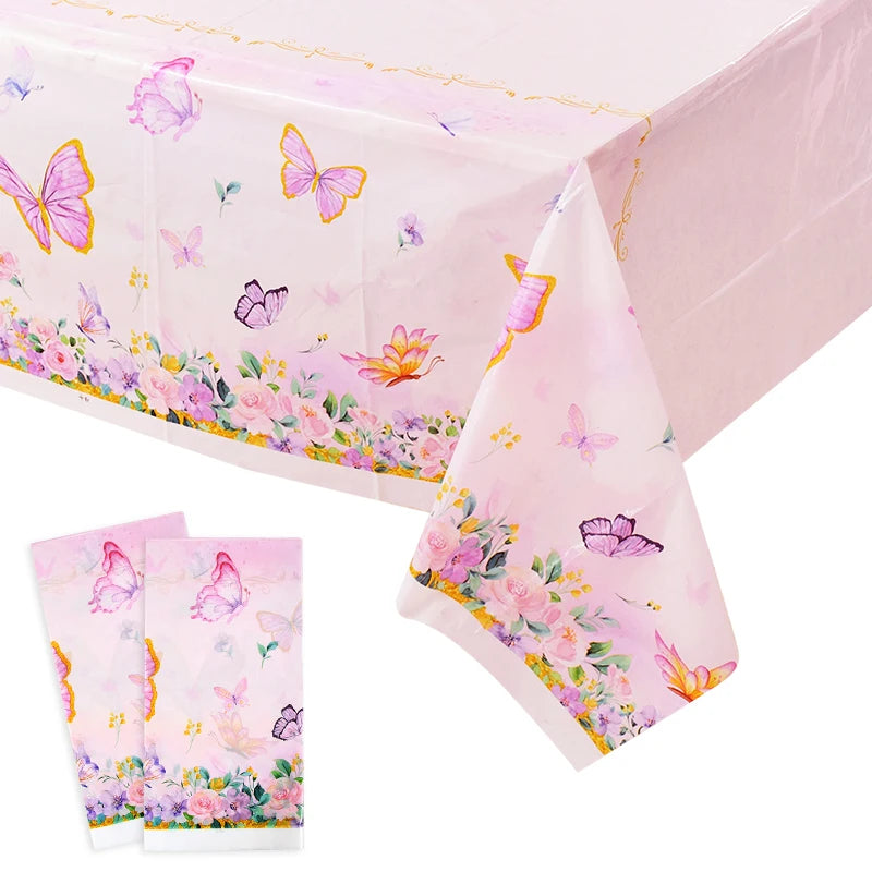 Butterfly Disposable Tableware Set Paper Plate Cup Napkins Pink Butterfly Birthday Party Decoration Baby Shower Wedding Supplies