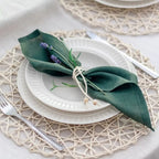 Set of 4 Cloth Napkins 100% Pure Linen 16x16Inch Hemmed Dinner Napkins Easy Care Machine Washable for Christmas Wedding Party