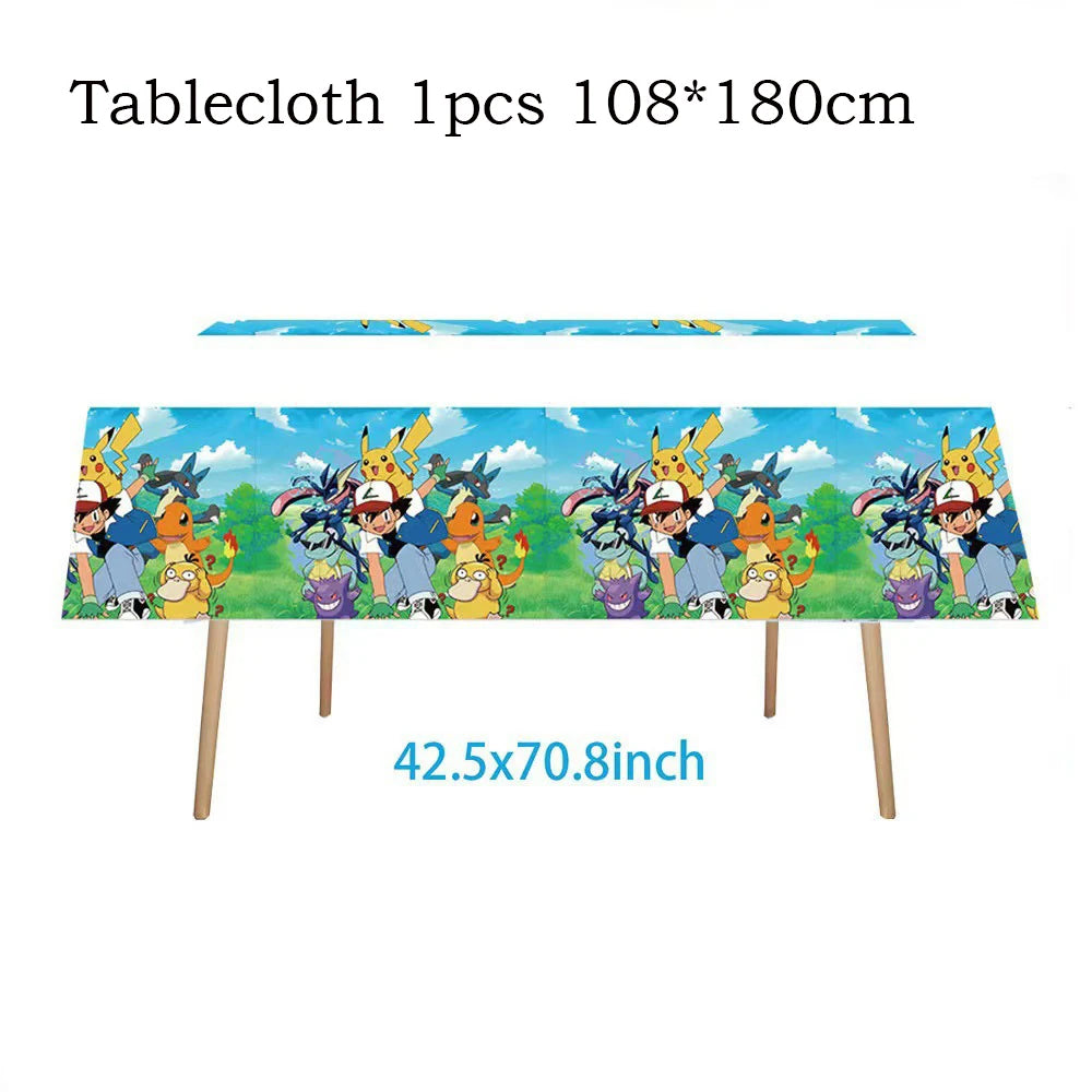 1pcs Pikachu Poké Ball Party Tablecloth Birthday Party Decoration Plastic Table Cover Tableware Baby Shower Supplies