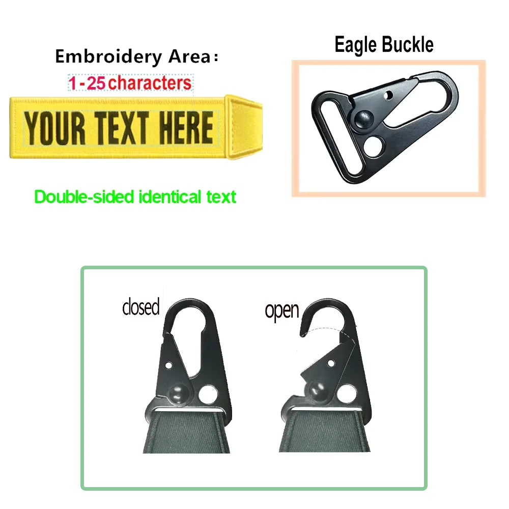Customized Luggage Tag, Personalized Keychain, Name Patch, Embroidery Accessories for Suitcase and Bag, Luxury Eagle Beak Buckle
