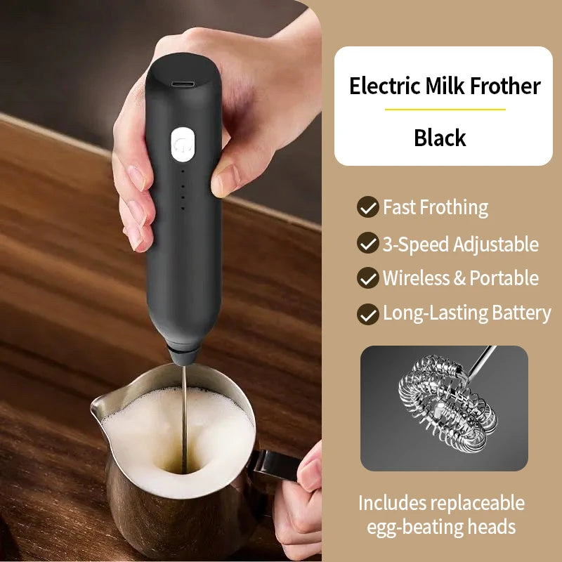 OANKR Rechargeable Milk Frother Handheld Coffee Electric Whisk Drink Foam Mixer Mini Hand Stirrer with 3 Speeds Adjustable Tool