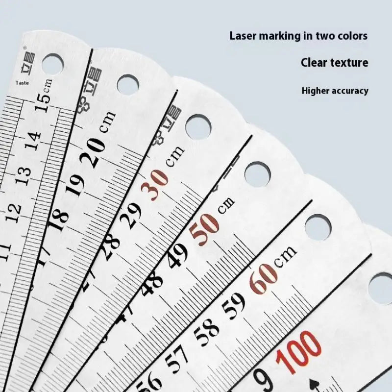 15cm/20cm/30cm/40cm/50/60cm Metal Ruler Stainless Steel Straight Ruler Measuring Ruler Precision Double Sided Measure Ruler Tool