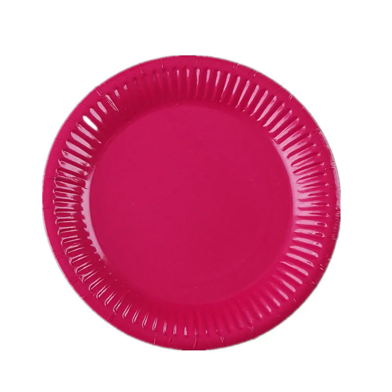 Solid Color Disposable Tableware Set Party Supplies Paper Plates Cups Wedding Birthday Party Decorations Adult Favor