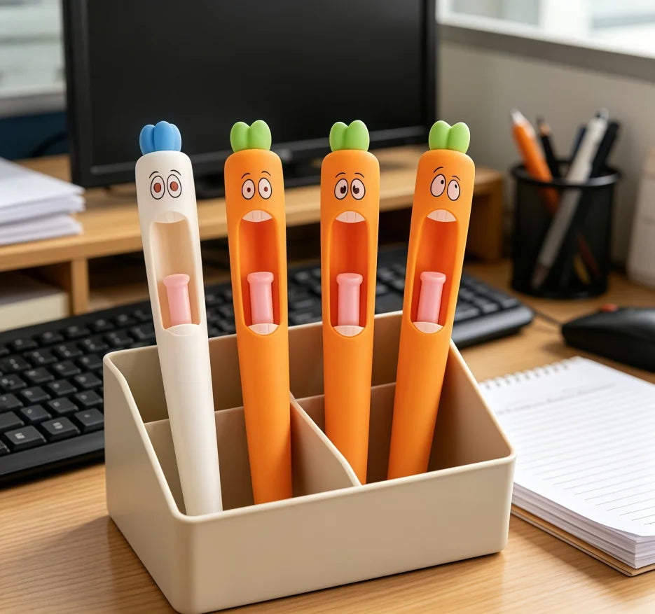 4 Pcs Kawaii Carrot Tongue Gel Pen Set 0.5mm Fine Point Black Ink Cute Writing Pens for Easter Basket Office Decorations & Stuffers