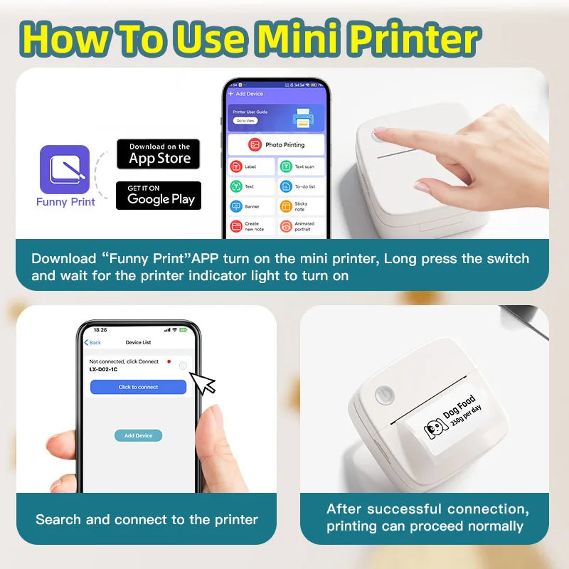 Mini Portable Wireless Label Printer  DOLEWA D2 Wireless Function, Thermal Sticker Maker, Handheld Tips, Learning Marking
