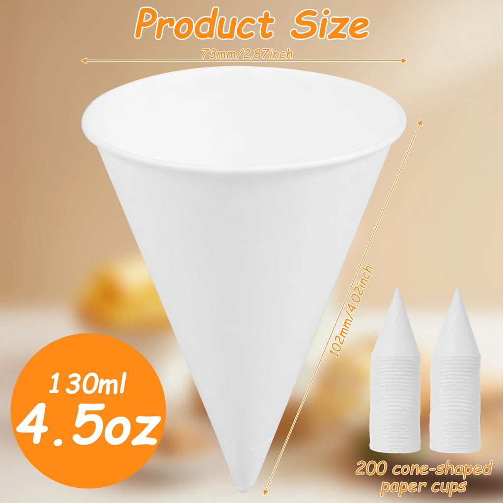 200Pcs Ice Cream Cone Paper Cover Single Use Paper Cone Cup Birthday Party Decor Dog Skye Disposable Tableware Cup Plate