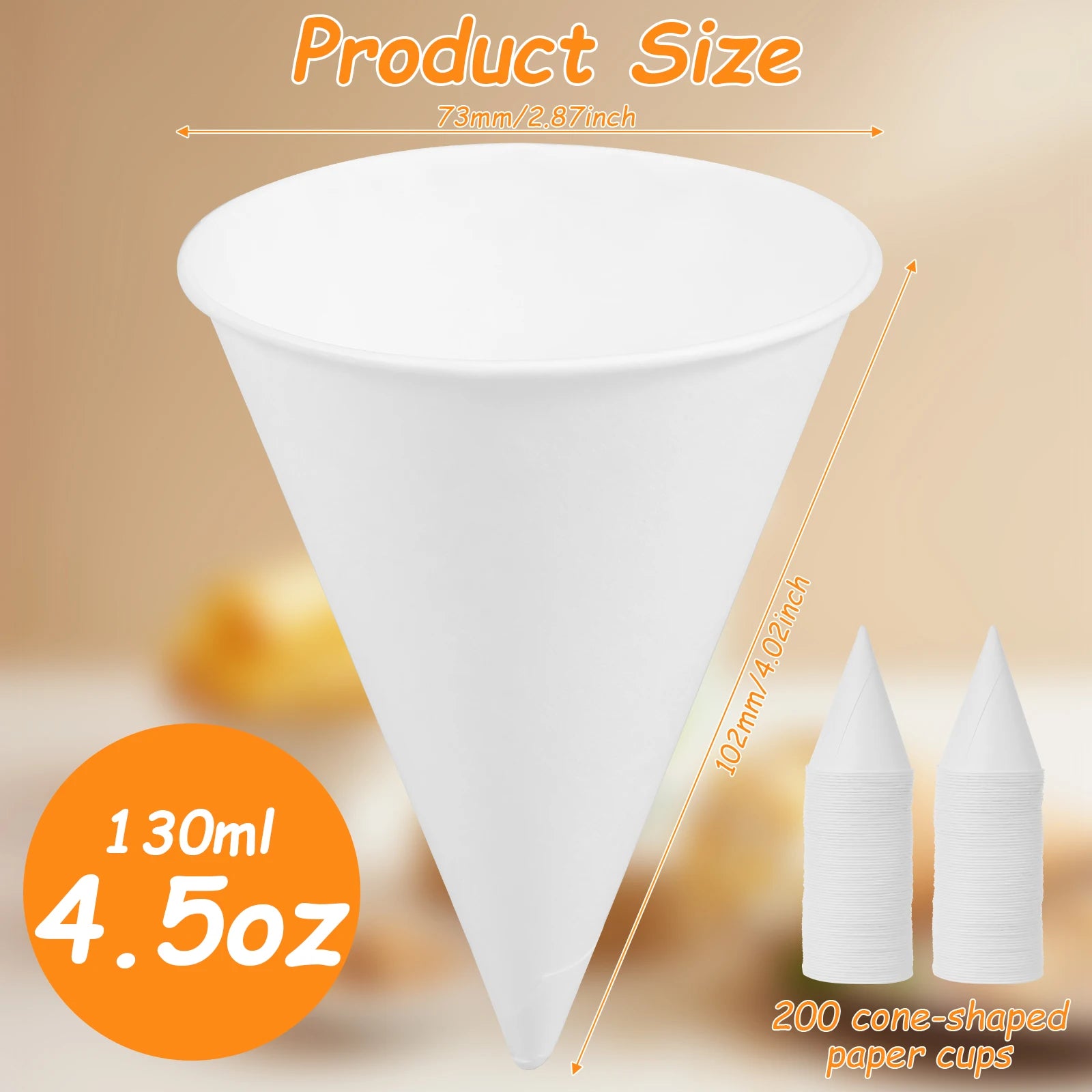 200Pcs Ice Cream Cone Paper Cover Single Use Paper Cone Cup Birthday Party Decor Dog Skye Disposable Tableware Cup Plate