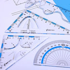 4 Pcs/ Set High Quality Ruler Protractor Student Mathematics Geometry Plastic Triangle Ruler Set Office School Supplies